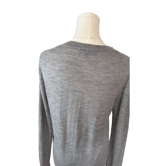Banana Republic Small Gray Merino Wool Sweater Red Lip Detail - Picture 11 of 12